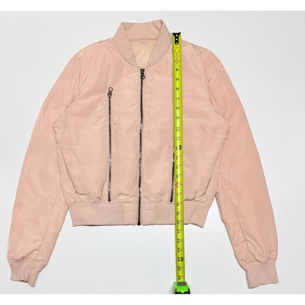 Alo Yoga Off-Duty Bomber Jacket Pink Down Fill Full Zip Women Small W4451